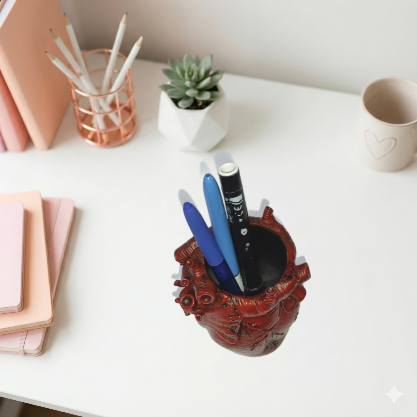Anatomical Heart Desk Organizer - Pen & Pencil Holder
